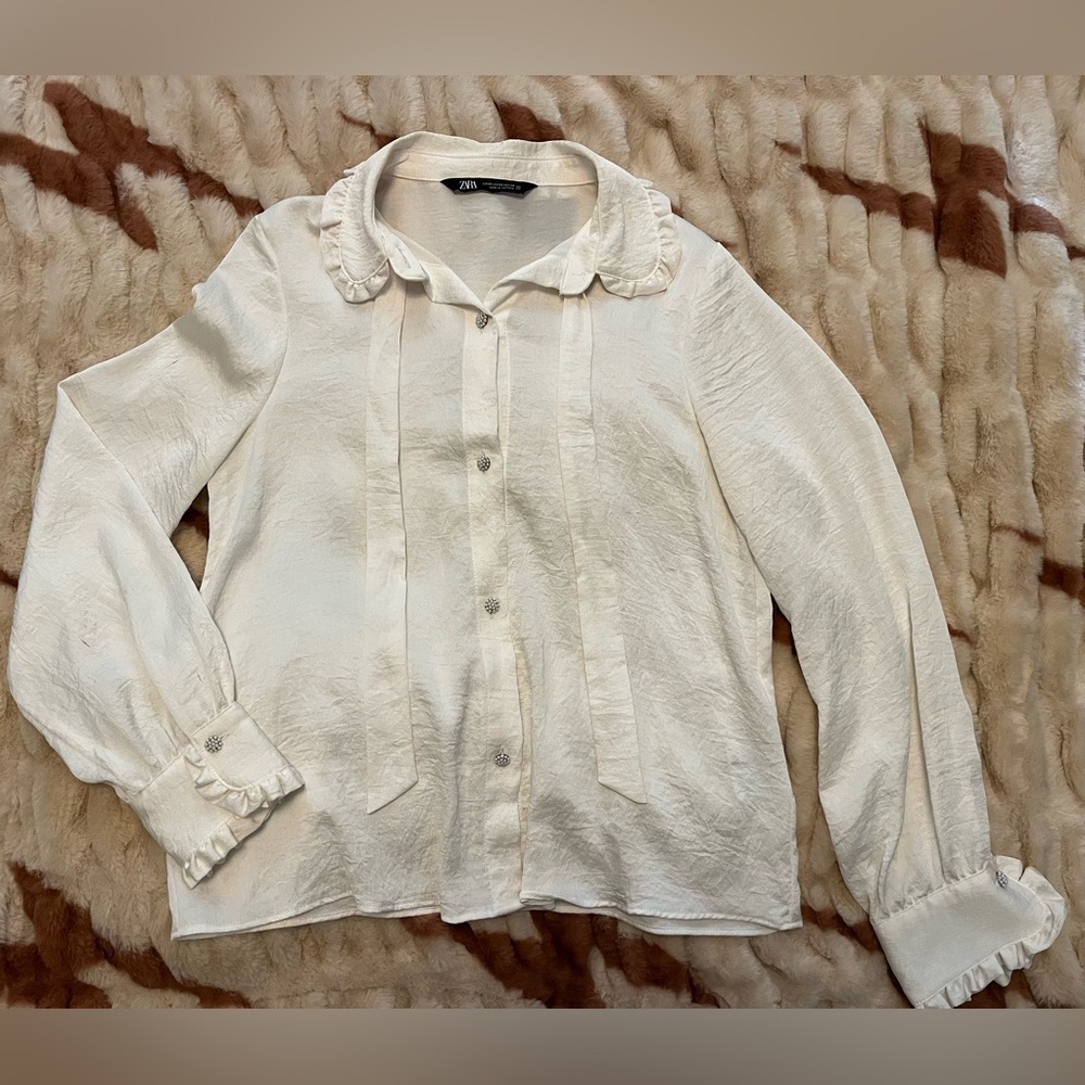Gorgeous Zara Satin Blouse Tie-Neck xs